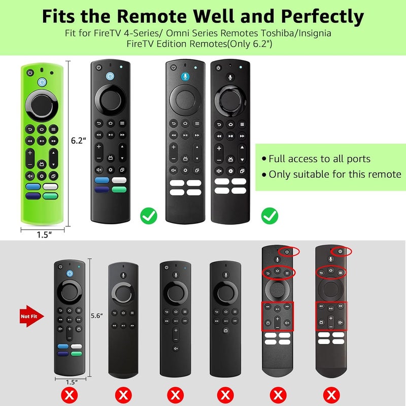 OneBom (2Pcs) Silicone Remote Cover Glow in The Dark with Black Lanyard, Lightweight Anti-Slip Shockproof Remote Case(Glow Green&Brown) - Image 2
